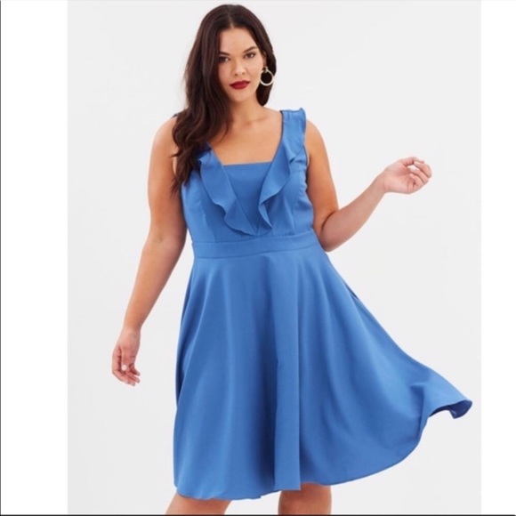City Chic Blue Flirty Flutter Dress - Picture 7 of 13